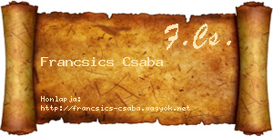 Francsics Csaba névjegykártya